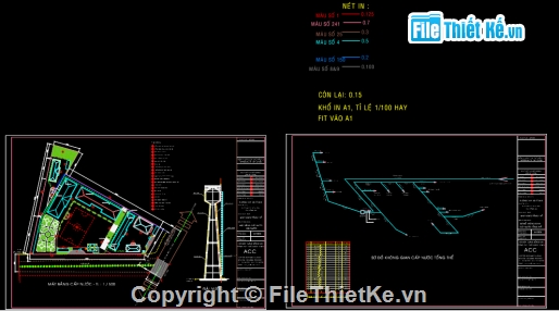 Bản vẽ,Bản vẽ autocad,đường nước trường dạy nghề,bản vẽ đường nước